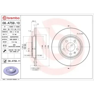 BREMBO 08.A759.10 Disco de freno (Unidad)