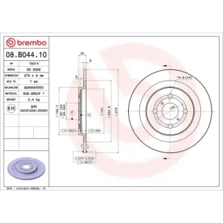 BREMBO 08.B044.10 Disco de freno (Unidad)
