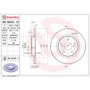BREMBO 08.B045.10 Disco de freno (Unidad)