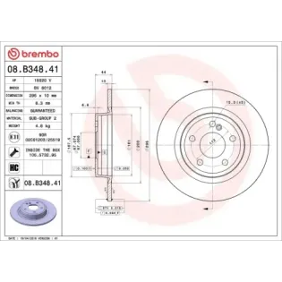 BREMBO 08.B348.41 Disco de freno (Unidad)