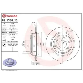 BREMBO 08.B360.10 Disco de freno (Unidad)