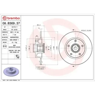 BREMBO 08.B369.37 Disco de freno (Unidad)