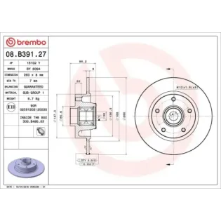 BREMBO 08.B391.27 Disco de freno (Unidad)