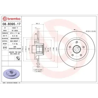 BREMBO 08.B395.17 Disco de freno (Unidad)
