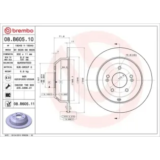 BREMBO 08.B605.10 Disco de freno (Unidad)