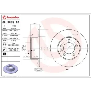 BREMBO 08.B829.10 Disco de freno (Unidad)