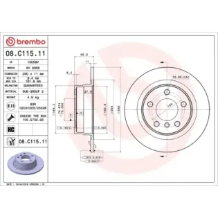 BREMBO 08.C115.11 Disco de freno