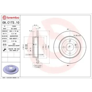BREMBO 08.C172.10 Disco de freno (Unidad)