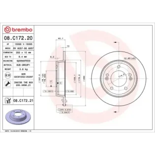 BREMBO 08.C172.20 Disco de freno (Unidad)