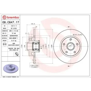 BREMBO 08.C647.17 Disco de freno (Unidad)