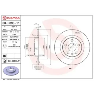 BREMBO 08.D893.11 Disco de freno (Unidad)