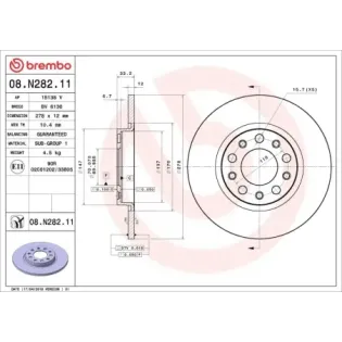 BREMBO 08.N282.11 Disco de freno (Unidad)