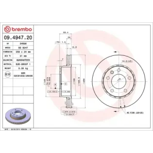 BREMBO 09.4947.20 Disco de freno (Unidad)
