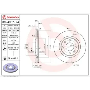 BREMBO 09.4987.24 Disco de freno (Unidad)