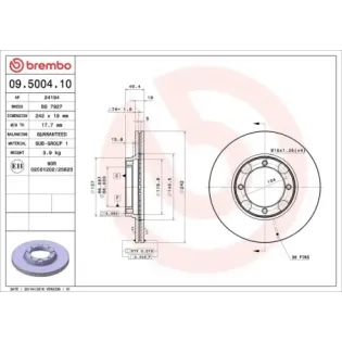 BREMBO 09.5004.10 Disco de freno (Unidad)