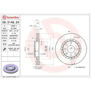 BREMBO 09.5148.24 Disco de freno (Unidad)