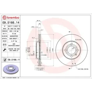 BREMBO 09.5166.14 Disco de freno (Unidad)