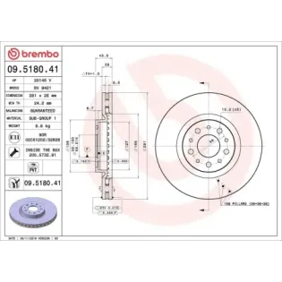 BREMBO 09.5180.41 Disco de freno (Unidad)