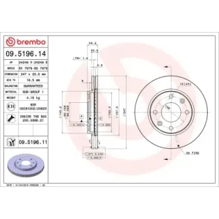 BREMBO 09.5196.14 Disco de freno (Unidad)