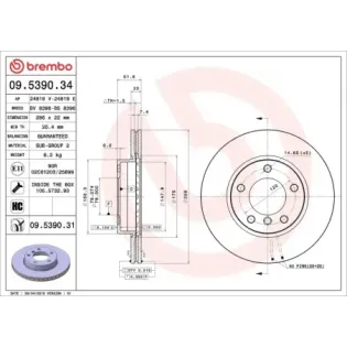 BREMBO 09.5390.34 Disco de freno (Unidad)