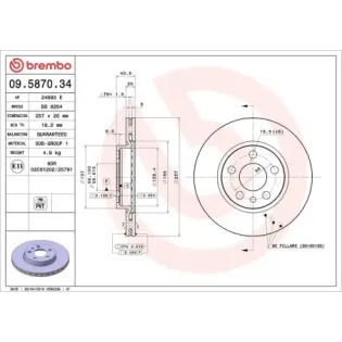 BREMBO 09.5870.34 Disco de freno (Unidad)