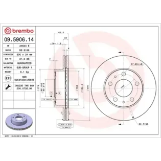 BREMBO 09.5906.14 Disco de freno (Unidad)