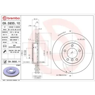 BREMBO 09.5935.10 Disco de freno (Unidad)