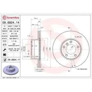 BREMBO 09.6924.14 Disco de freno (Unidad)