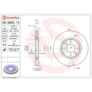 BREMBO 09.6925.14 Disco de freno (Unidad)