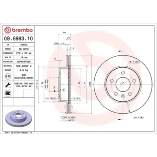 BREMBO 09.6983.10 Disco de freno (Unidad)