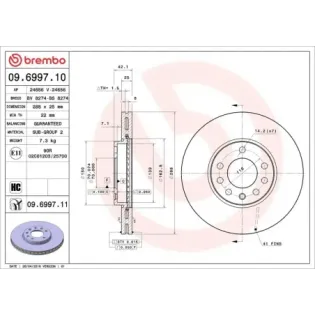 BREMBO 09.6997.10 Disco de freno (Unidad)