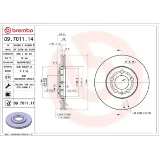 BREMBO 09.7011.14 Disco de freno (Unidad)