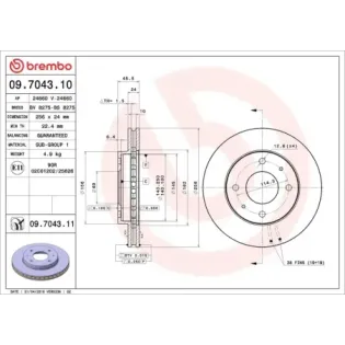BREMBO 09.7043.10 Disco de freno (Unidad)