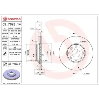 BREMBO 09.7628.14 Disco de freno (Unidad)