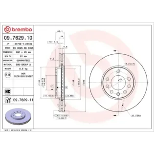 BREMBO 09.7629.10 Disco de freno (Unidad)
