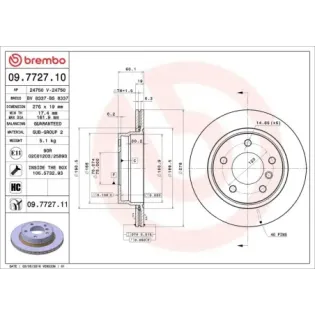 BREMBO 09.7727.10 Disco de freno (Unidad)