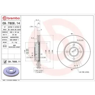BREMBO 09.7806.14 Disco de freno (Unidad)