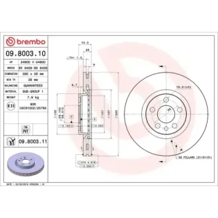 BREMBO 09.8003.10 Disco de freno (Unidad)