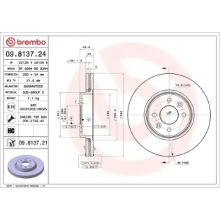BREMBO 09.8137.24 Disco de freno (Unidad)