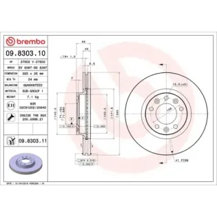 BREMBO 09.8303.10 Disco de freno (Unidad)