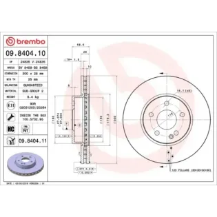 BREMBO 09.8404.10 Disco de freno (Unidad)