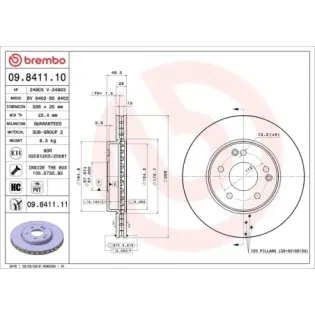 BREMBO 09.8411.10 Disco de freno (Unidad)