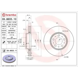 BREMBO 09.8633.10 Disco de freno (Unidad)