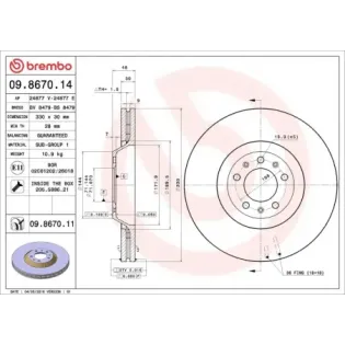 BREMBO 09.8670.14 Disco de freno (Unidad)