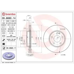 BREMBO 09.8680.14 Disco de freno (Unidad)
