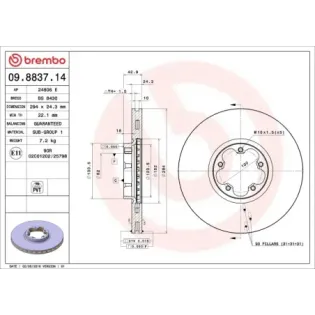 BREMBO 09.8837.14 Disco de freno (Unidad)