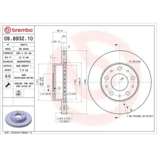 BREMBO 09.8932.10 Disco de freno (Unidad)