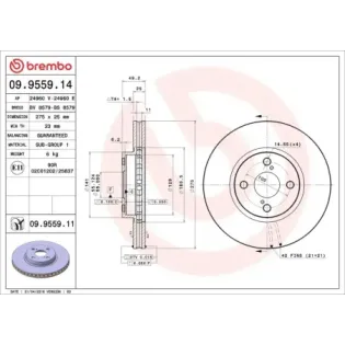 BREMBO 09.9559.14 Disco de freno (Unidad)