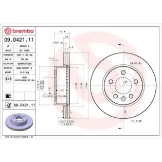 BREMBO 09.D421.11 Disco de freno (Unidad)