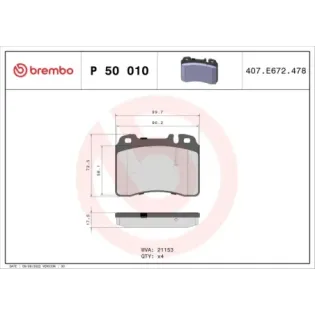 BREMBO P50010 Juego de pastillas de freno